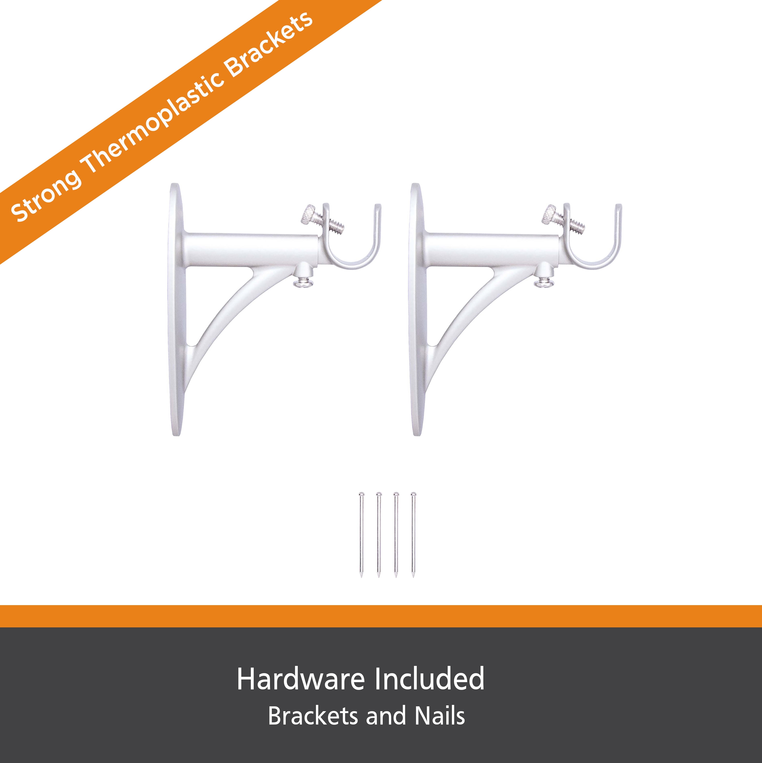 Kenney Fast Fit Easy Install 5/8" Diameter Adjustable 3-4" Curtain Rod Bracket, Brushed Nickel