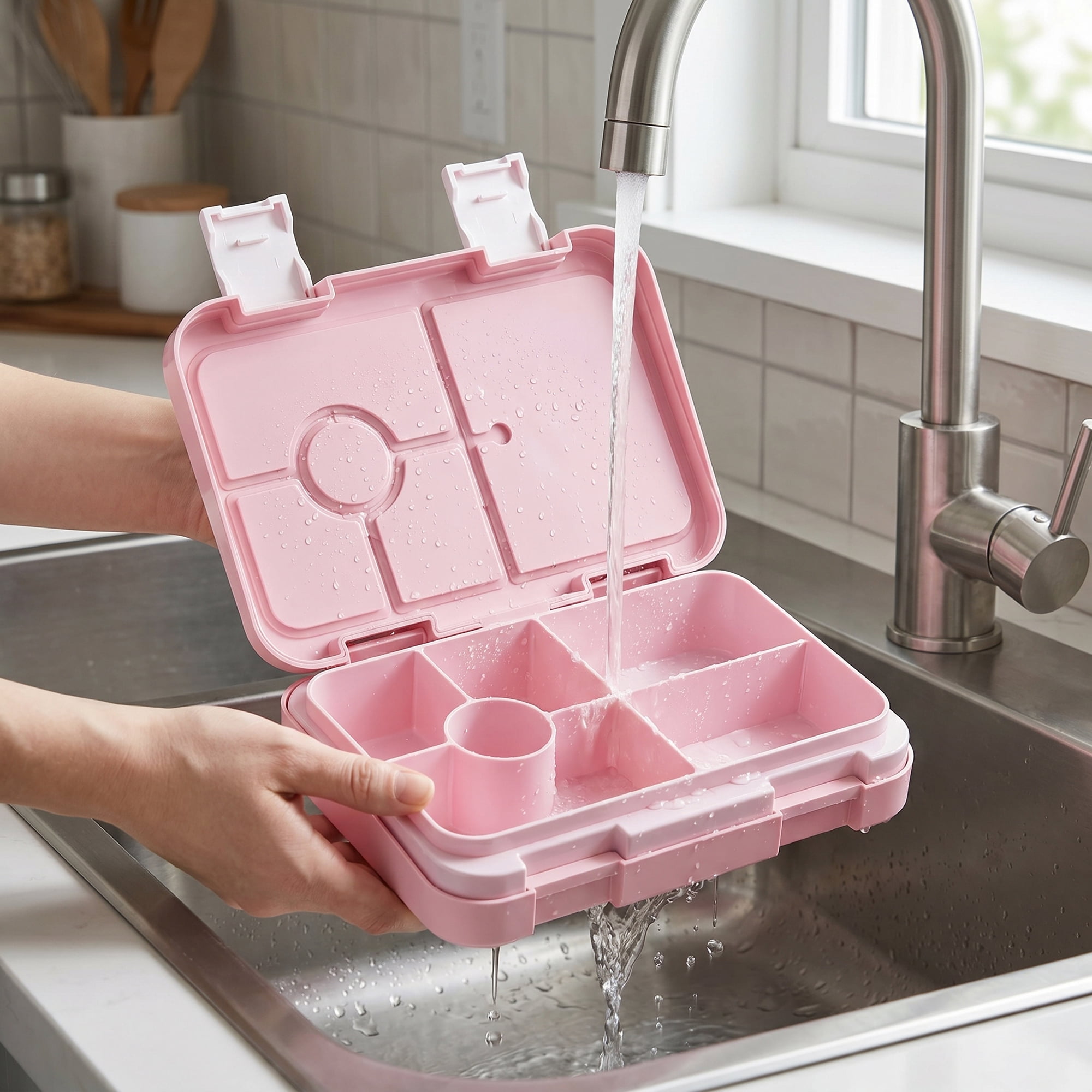 Unique Bargains PP Material Heat Resistant Meal Lunch Bento Box Pink
