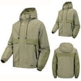 thumbnail image 2 of Dagegui Veste à Capuche Rayée pour Homme Légère à Manches Longues Coupe-Vent Tenue de Plein Air Randonnée Voyage Manteau avec Poche Vert Armée m, 2 of 6