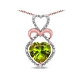thumbnail image 2 of Star K� 10k Gold Heart Shape 8mm Genuine Peridot Heart Halo Embrace Pendant Necklace, 2 of 9