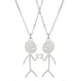 thumbnail image 1 of 2 Pcs Funny Doodle Necklace4263, Personalized Smiley Middle Finger Necklace, Best Friend Necklace for 2, Match Friends Funny Gift(Silver), 1 of 5