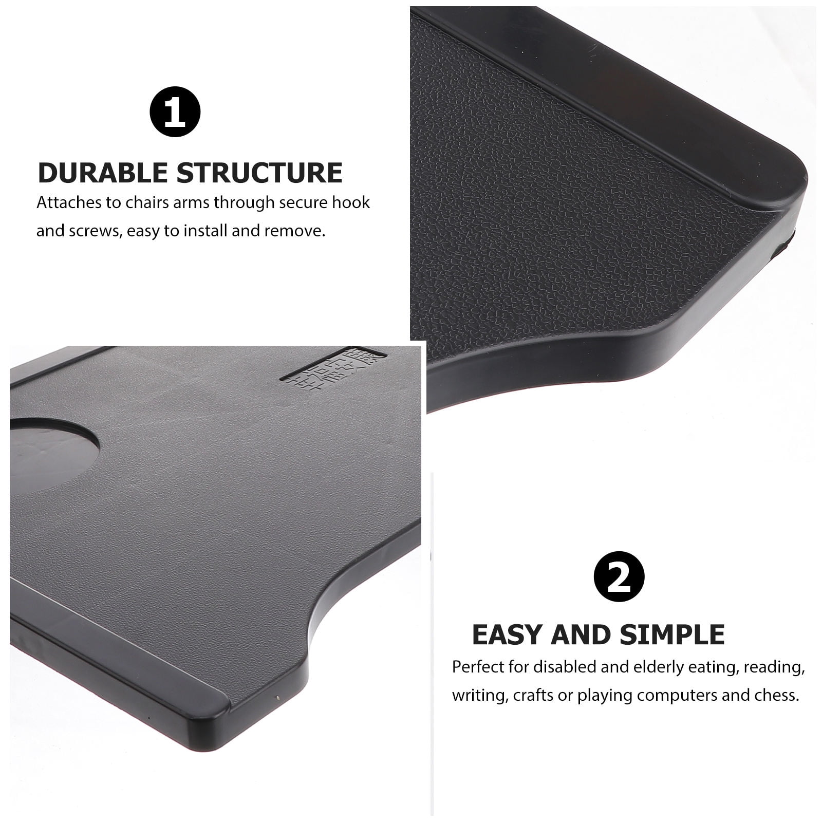 LEORX Wheelchair Tray with Cup Holder Detachable Table for Wheelchairs and Chairs Black plastic and
