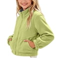 thumbnail image 5 of Agkizg Girls Stand Collar Fleece Jacket Thick Winter Coat with Pockets Solid Color Warm Casual Outerwear, 5 of 5