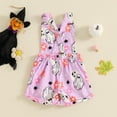 thumbnail image 6 of Toddler Baby Girl Halloween Outfit Ghost Floral Overalls Suspender Romper Shorts Jumpsuit Shortall Cute One Piece Clothes, 6 of 7