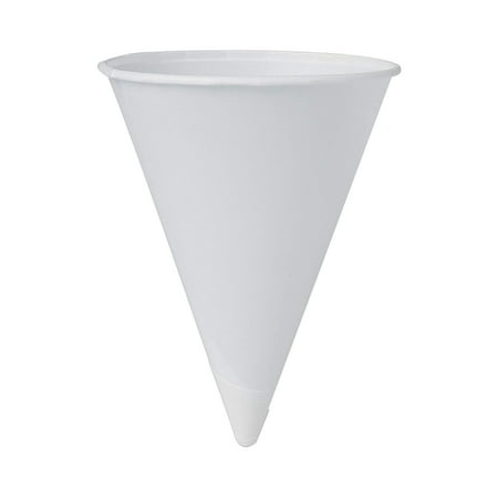 Dart Cone Water Cups  Paper  4 ounces Rolled Rim  White  200/Bag  25 Bags/Carton (4R2050)