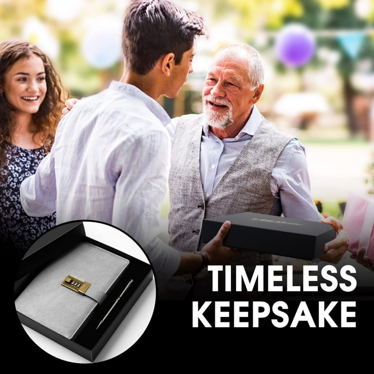 WEMATE Diary with Lock, A5 PU Leather, Password Notebook with Pen