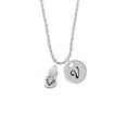 thumbnail image 2 of Delight Jewelry Silvertone Multicolored Crystal Flip Flop Silvertone Script Initial Disc - V - Charm Necklace, 20"+3", 2 of 4