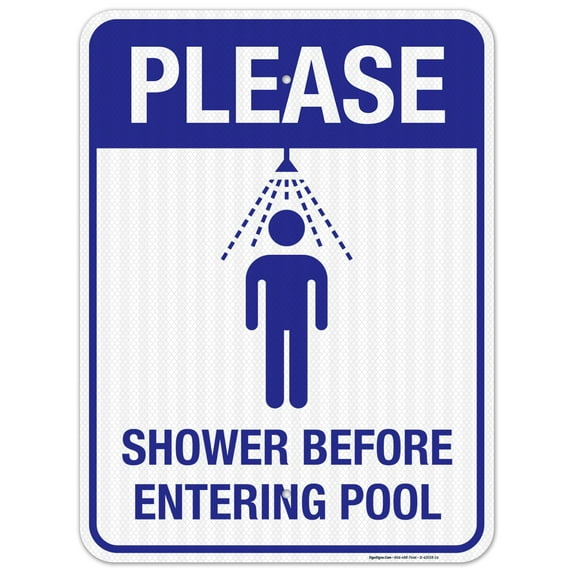 Pool Sign, Please Shower Before Entering Pool Sign,