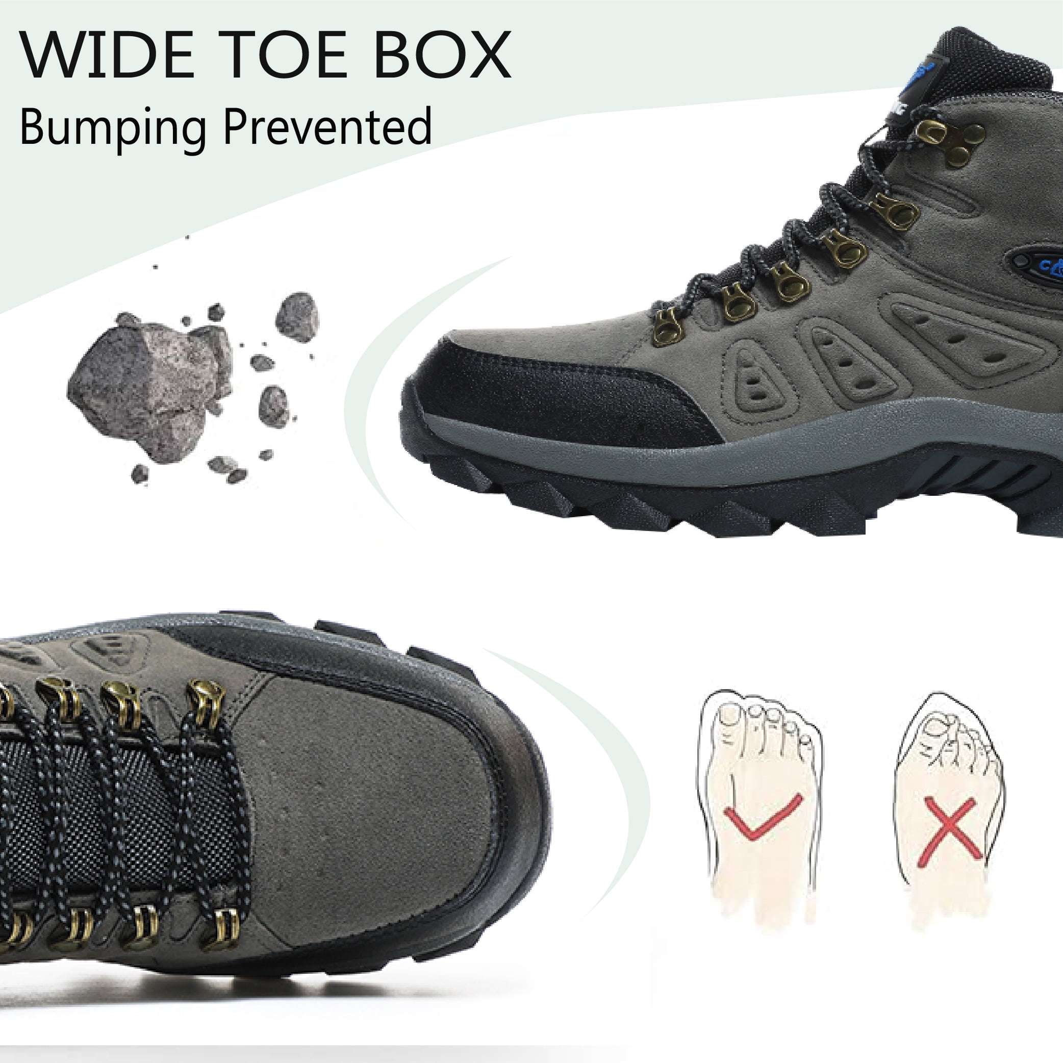 Mens Hiking Boots Outdoor Hiking Trekking Work Climbing Shoes Slip Resistant Lightweight Camping Work Shoes Gray 6.5 US