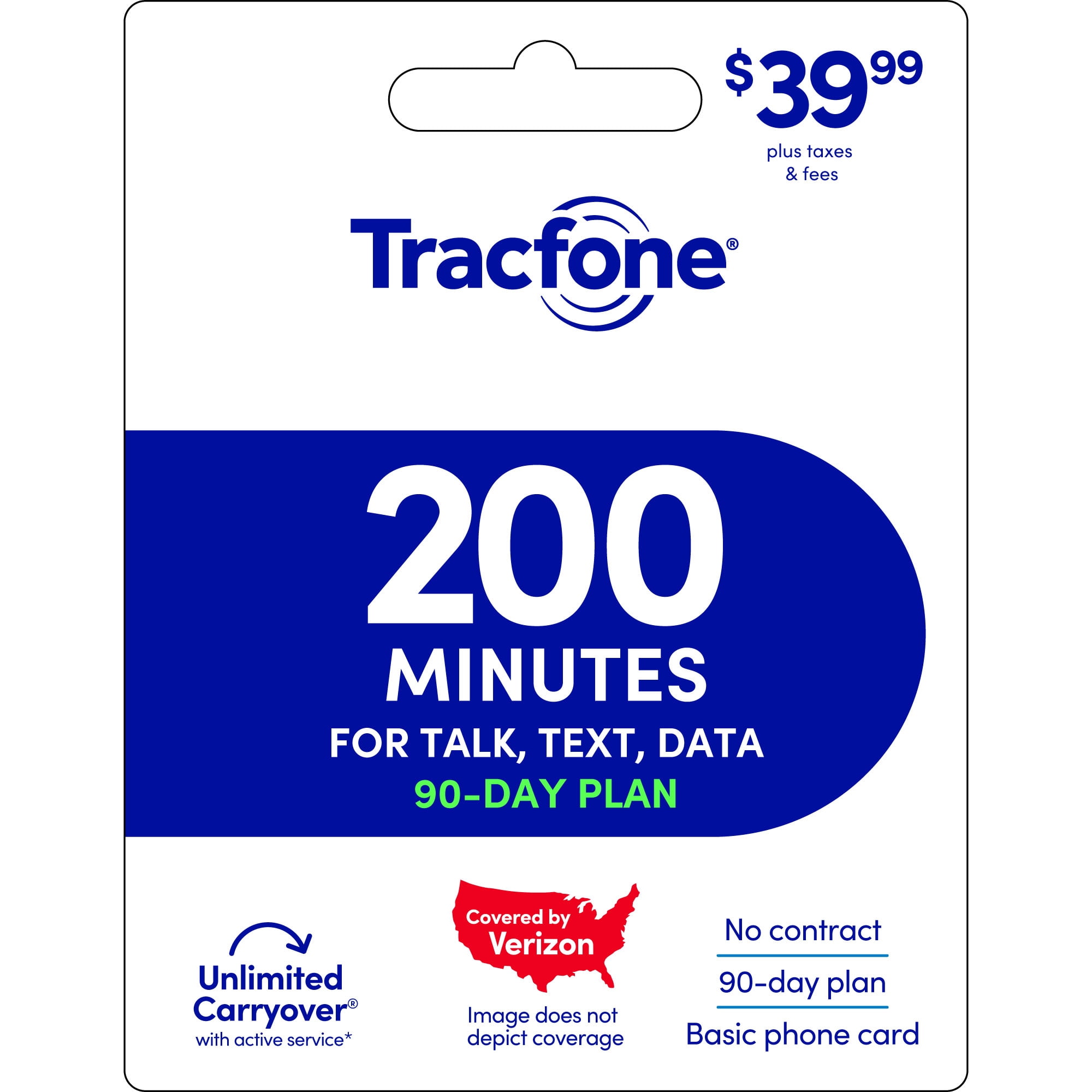 Tracfone $39.99 Basic Phone 200 Minutes 90-Day Prepaid Plan e-PIN Top Up (Email Delivery)