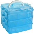 thumbnail image 1 of 3 Tier Stackable Storage Container Box with Handle, Multicolor Plastic Craft Organizer Case with 18 Adjustable Compartments for Tapes, Art Supplies, Jewelry (5.9 x 5.83 x 4.88 in), 1 of 8