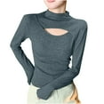 thumbnail image 2 of Viikei Sweatshirts for Women Plus Size,Women's New Long Sleeve Round Neck Hollowed Out Solid Color Casual Jacket Dark Gray XXL, 2 of 3