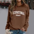 thumbnail image 2 of Sweatshirt for Women Long Sleeve Sweatshirt Womens Pullover Brown Crewneck Sweatshirts Women Fall Clothing for Women Comfy Clothes, 2 of 8