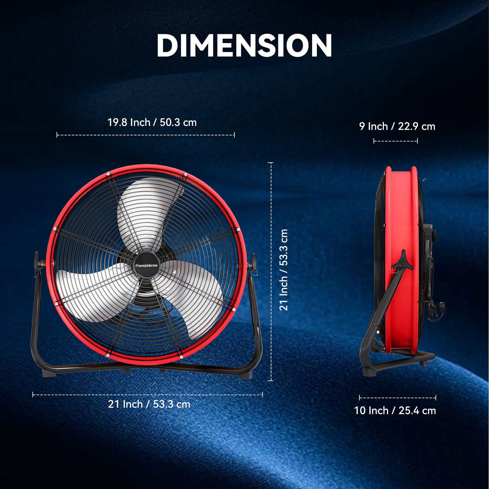 20" High Velocity Metal Floor Drum Fan,4500 CFM Heavy Duty Industrial Shop Fan, 3 Speed, 360 Degree Tilt, Wall Mounted & Floor Design for Warehouse, Commercial, Barn, Garage - UL Safety Listed