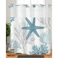 thumbnail image 2 of Anzona No Hook Shower Curtains, Starfish Coastal Standard Shower Curtains with Snap in Liner, Nautical Ocean Summer Beach Coral Sea Waterproof Washable Fabric Bathroom Shower Curtain Sets, 66" x 72", 2 of 4