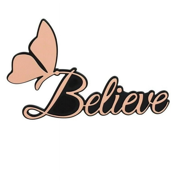 Universal Emblem Badge Decal Sticker Believe Rose Gold Chrome 5-1/4" x 3-1/4"