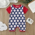 thumbnail image 2 of Party Jumpsuit for Baby 𝐍ewborn Boys Girls Pullover Romper Short Sleeve Cartoon Baseball Prints Bodysuits, 2 of 7