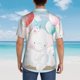 thumbnail image 4 of Balery Cute Elephant Camisas hawaianas de manga corta para hombre, camisas playeras de corte holgado, camisas de vacaciones con botones,Small, 4 of 7