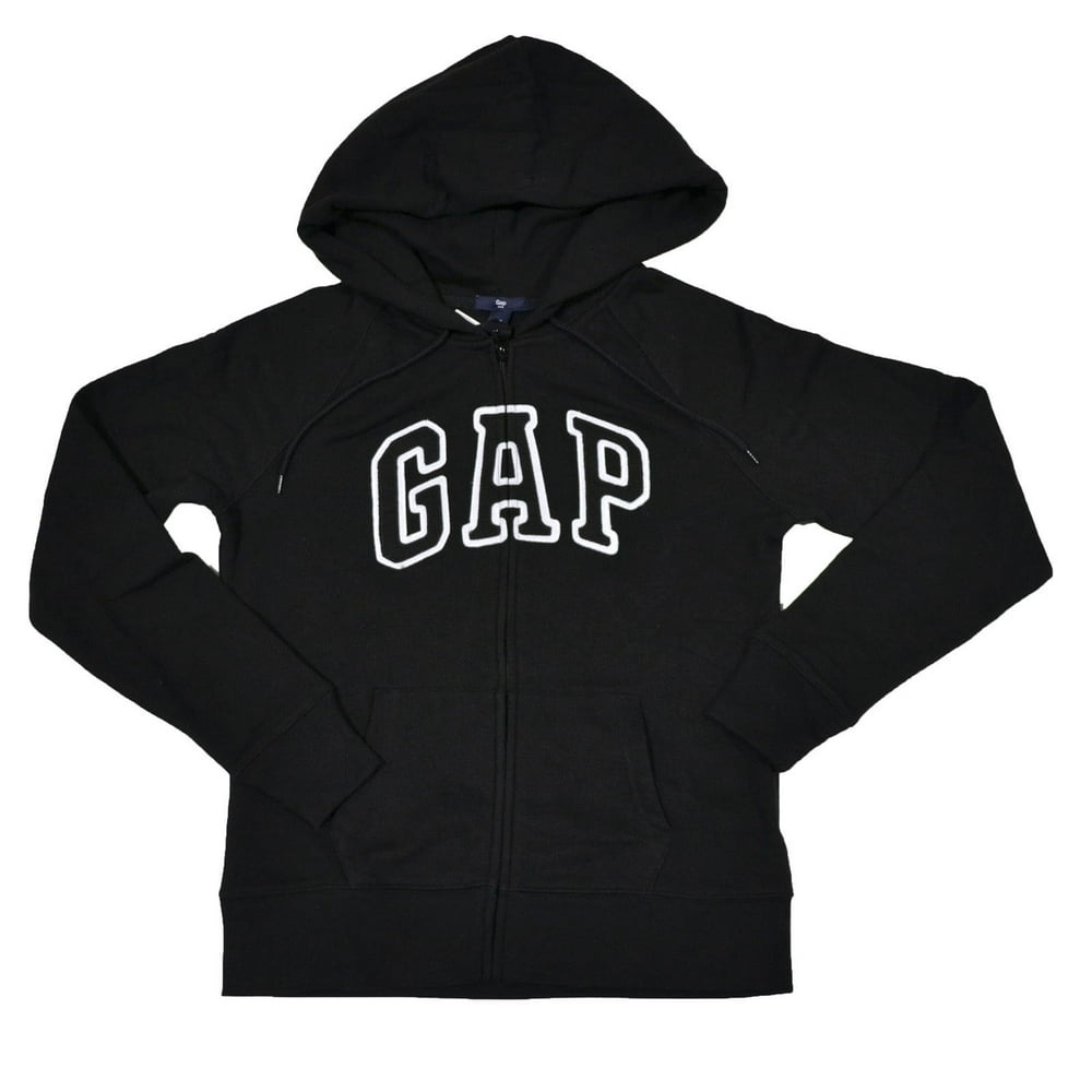 Gap - GAP Womens Fleece Arch Logo Full Zip Hoodie (XXL, Black ...