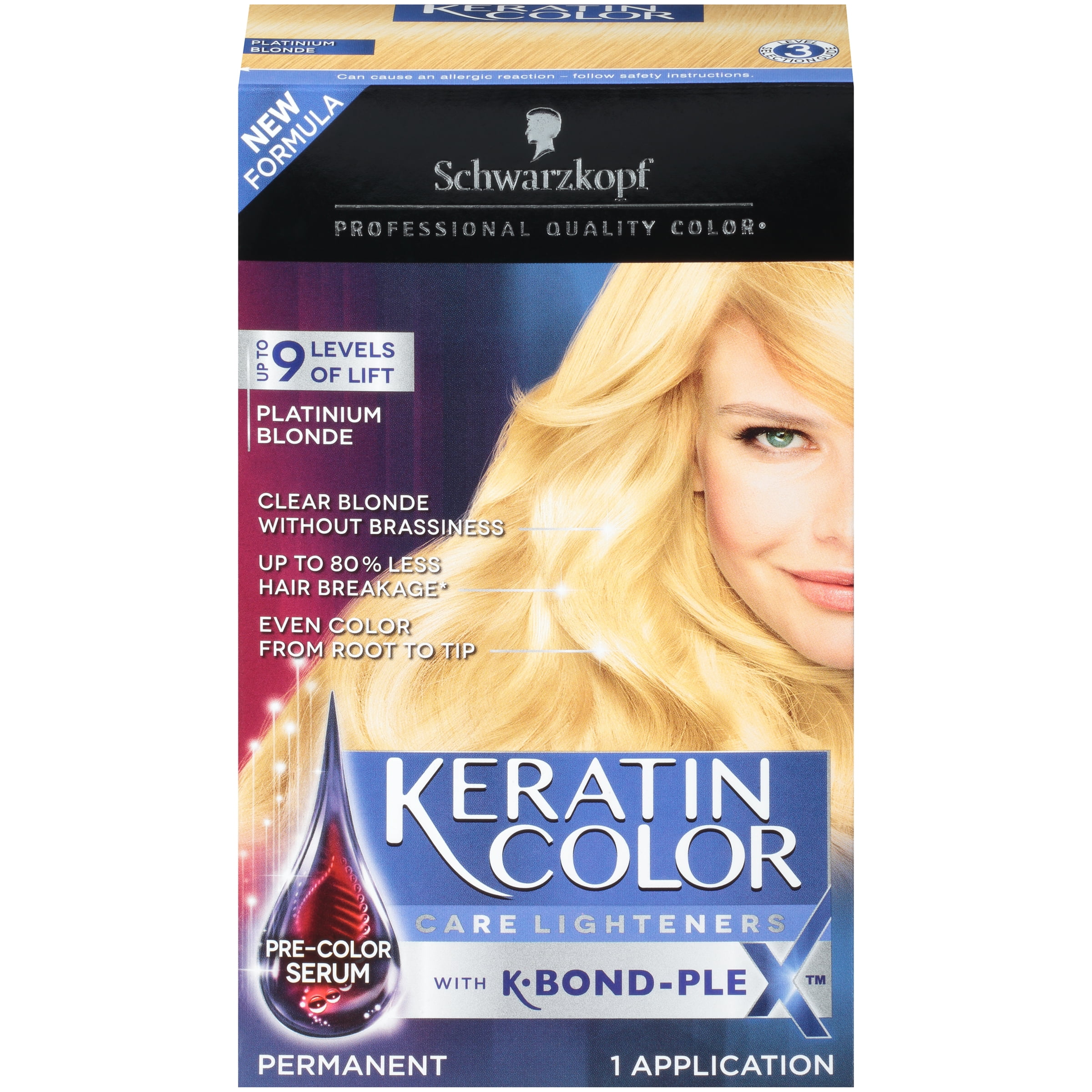 Schwarzkopf Keratin Color Care Lighteners Permanent Hair Color Cream,  Platinum Blonde 