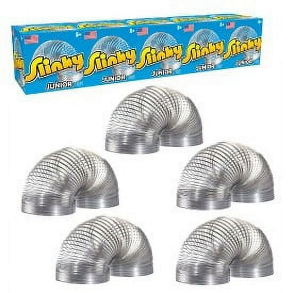 Just Play Slinky Jr. the Original Walking Spring Toy, 5-pack Small Metal Slinkys, Kids Toys for Ages 5 up
