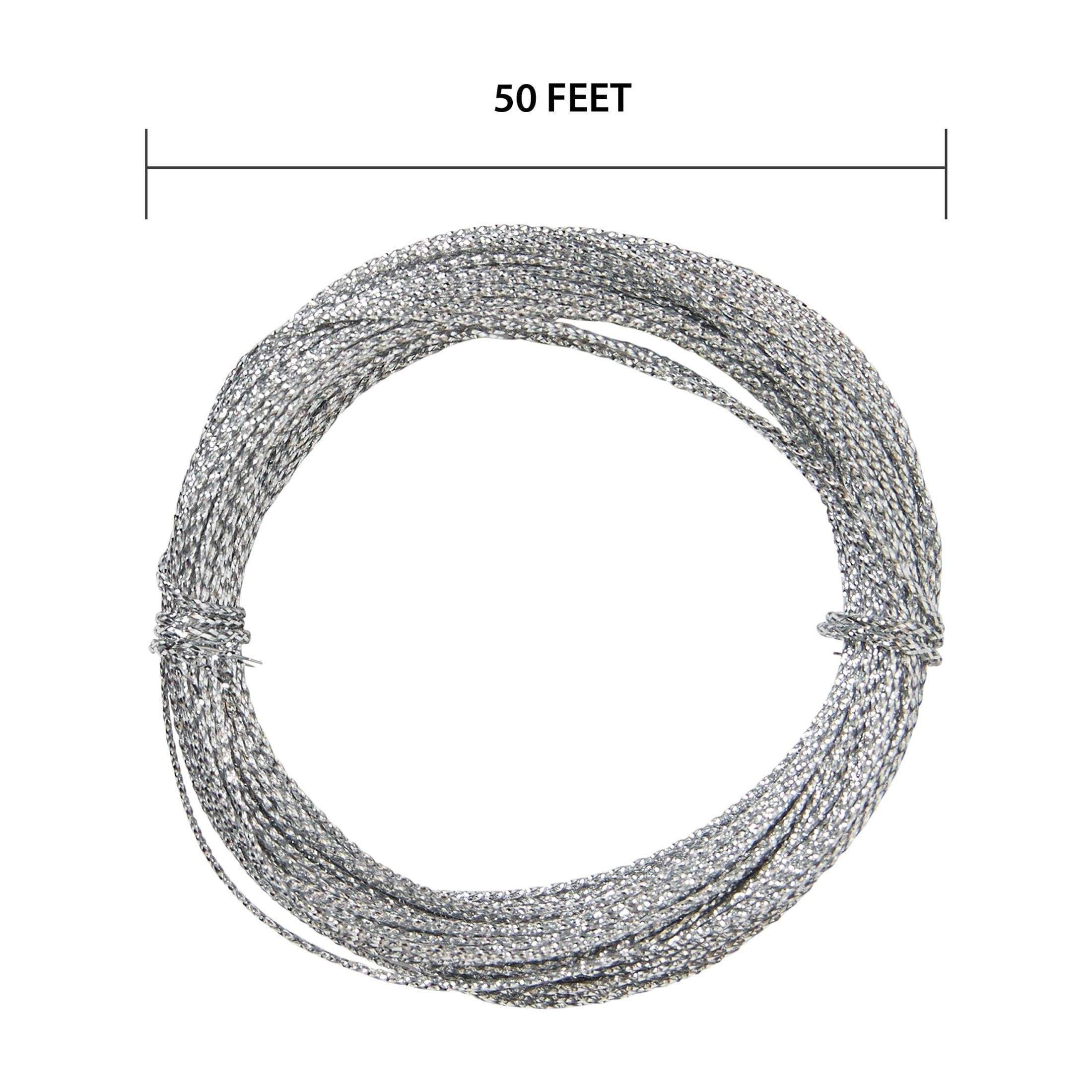 Offray accessories, 21 gauge silver bow wire, 50 feet, perfect for bow making, 1 package