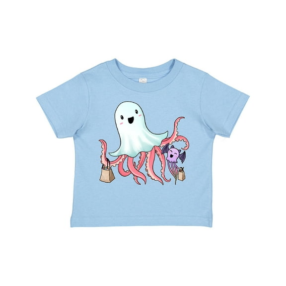 Inktastic Cute Ghost Octopus Trick or Treating with Bat Boys or Girls Toddler T-Shirt