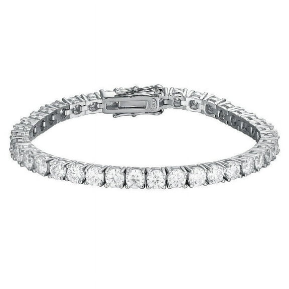 Forever Jewels 7.50 Ct Round Cut Moissanite Tennis Bracelet 14K White Gold Plated For Women