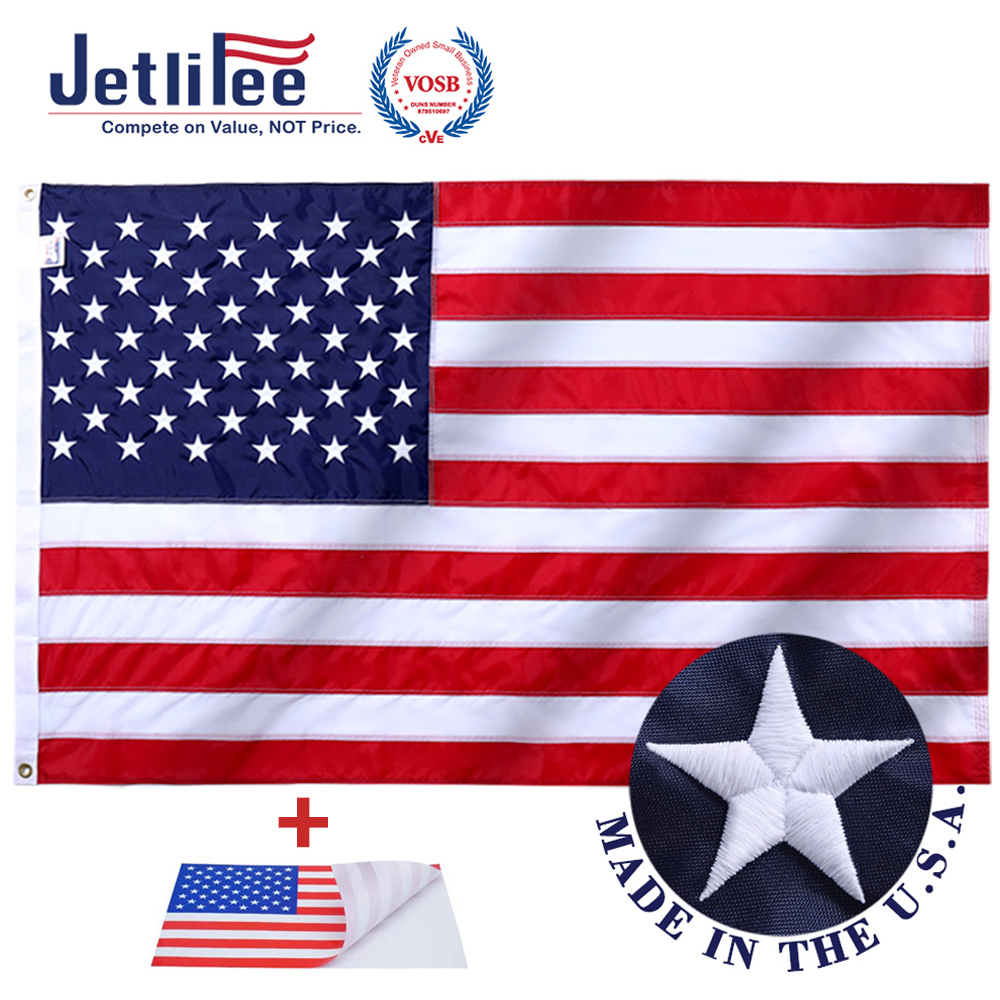US Flag 3x5 Ft USA American Flag- The Best Embroidered Stars and Sewn
