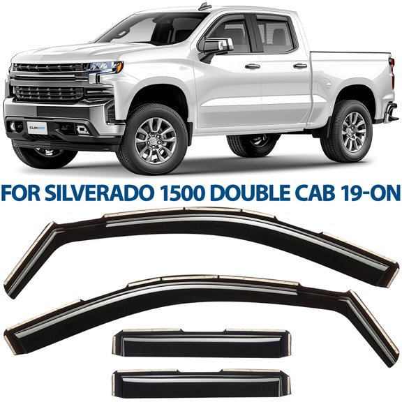 CLIM ART In-Channel Incredibly Durable Rain Guards for Chevrolet (Chevy) Silverado/GMC Sierra 1500 2019-2026 Double Cab, Original Window Deflectors, Vent Window Visors, Vent Deflector, 4 pcs.-619409