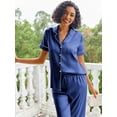 thumbnail image 6 of Avidlove Womens Satin Pajama Sets Silky Sleepwear Short Sleeve Button Down Shirts and Long Pant Loungewear 2 Piece Pjs Set S-XXL, 6 of 7
