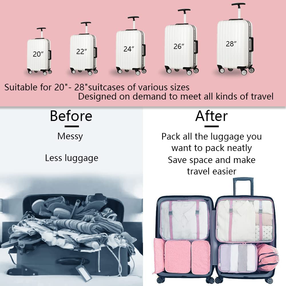 Vorkoi 8PCS Packing Cubes for Suitcases, Travel Cubes Packing Luggage Organizers Accessories Bag,Large Lightweight Waterproof Storage Bag Cosmetic Bag Clothes Shoe Bag