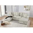 thumbnail image 5 of Oversized U-Shaped Sectional Sleeper Sofa with Pull Out Bed, Dual Storage Chaise, 6 Seats, 3 Pillows, Fuzzy Plush,122 Inch,Khaki, 5 of 10