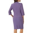 thumbnail image 3 of INSPIRE CHIC Business Skirt Suit Set for Women's 2 Piece Suit Collarless Blazer Pencil Skirt S Purple, 3 of 6