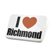 Porcelein Pin I Love Richmond region: Virginia, United States Lapel Badge  NEONBLOND