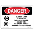 thumbnail image 1 of SignMission OS-DS-A-1824-L-1417 18 x 24 in. OSHA Danger Sign - Class Iiib Laser Do Not Look Into Beam, 1 of 1