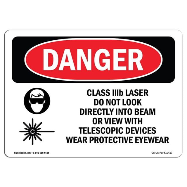 SignMission OS-DS-A-1824-L-1417 18 x 24 in. OSHA Danger Sign - Class Iiib Laser Do Not Look Into Beam