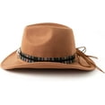 thumbnail image 4 of Women & Men Felt Western Cowboy Hat Classic Roll Up Brim Belt Buckle Cowgirl Fedora Hat, 4 of 5
