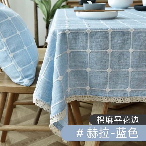 Cotton Linen Embroidery Tassel Tablecloth,Grey Large Square Dust-Proof Table Cover,for Kitchen Dinning Coffee Tabletop Decor