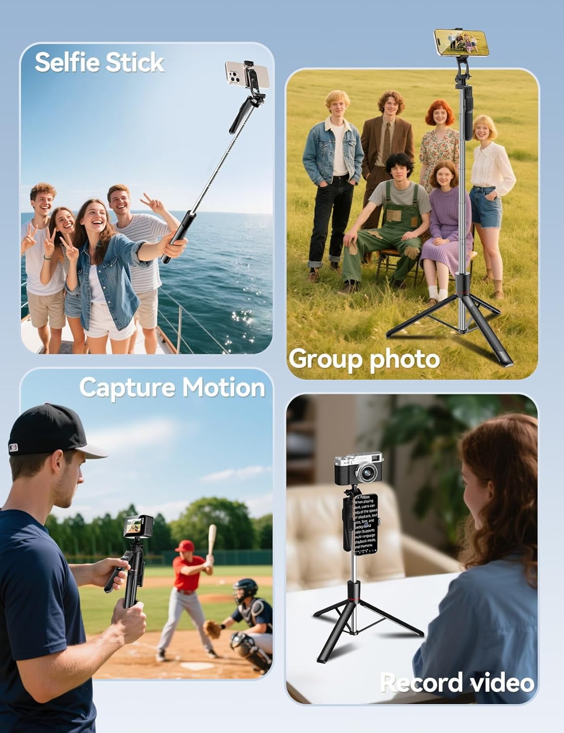 NEOYFC  67" Cell Phone Tripod Stand & Selfie Stick with Wireless Remote, All in One Multifunctional Selfie Stick Tripod for iPhone Android Action Camera GoPro Insta360 DJI OSMO Pocket 3 Accessories