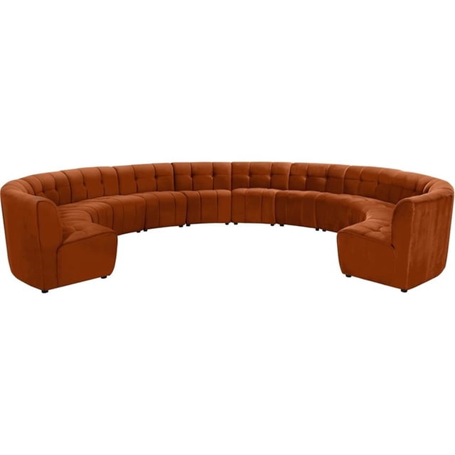 Meridian Furniture Sectionnel Modulaire 12 Pcs en Velours Cognac Limitless