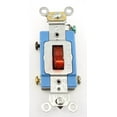 thumbnail image 1 of Leviton 1201-Plr Luz piloto de palanca de 15 amperios y 120 voltios iluminada a pedido. Interruptor silencioso de CA unipolar neutro, conexión a tierra automática de grado industrial, rojo, 1 of 1