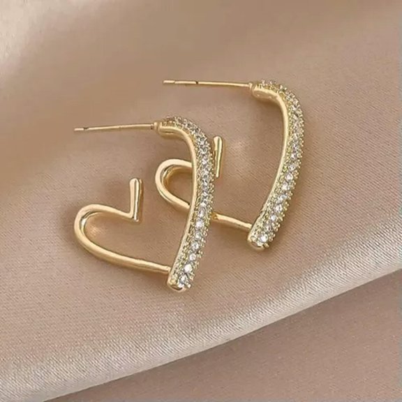HOOUN Fashion Women Gorgeous Shiny Heart Shape Earrings 18K Gold Plated Party Gift New