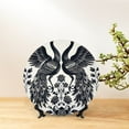 thumbnail image 6 of Disketp Artistic Black White Peacocks Ceramic Plate Dinner Plates Bone China Decorative Plates Art Ceramic Ornaments for Wall Hanging Decoration -6in, 6 of 6