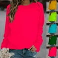 thumbnail image 5 of qucoqpe Womens Casual Long Sleeve Sweatshirt Crew Neck Cute Pullover Solid Color Loose Fit Tops, 5 of 5