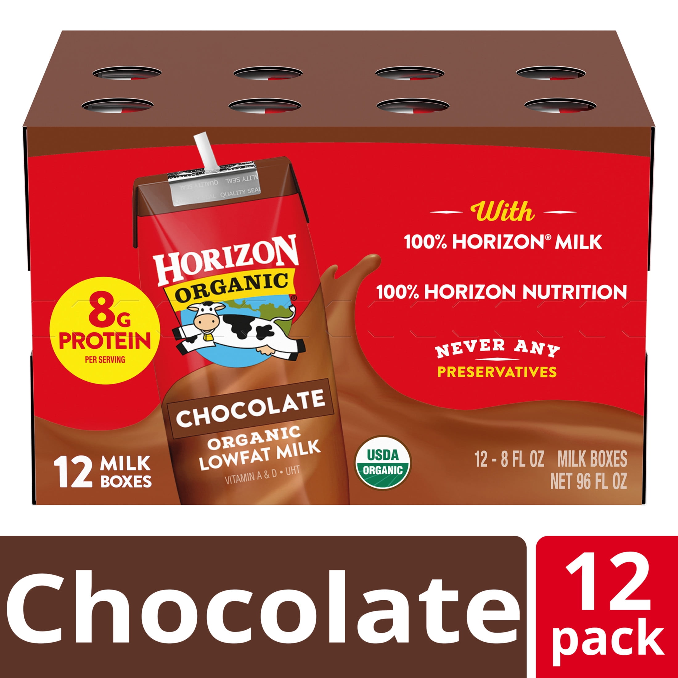 (2 pack) Horizon Organic Shelf Stable 1% Lowfat Chocolate Milk Boxes, 8 fl oz, 12 Count
