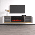 thumbnail image 5 of Goldie BL-EF Floating Fireplace TV Stand for TVs up to 75", Modern High Gloss 65" Entertainment Center, Wall Mounted Electric Fireplace TV Media Console with Storage Cabinets, 5 of 8