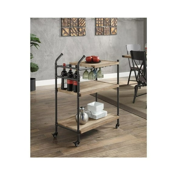 AC00754 - Serving Cart, Oak & Sandy Black Finish - Brantley