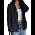 thumbnail image 3 of Cárdigan de Punto Grueso de Gran Tamaño para Mujer, Suéter de Larga con Abertura Frontal, Ropa de Abrigo para Otoño e Invierno Azul Oscuro L, 3 of 8