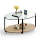 thumbnail image 1 of Mesa de Centro Costway de 2 Niveles con Tapa de Cristal Templado y Estante de Madera 95cm x 50cm x 44cm, 1 of 4